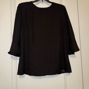 SHEIN Black Blouse with Flared Sheer Sleeves